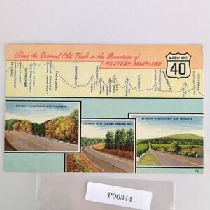 National Old Trails Mountains of West Maryland 40 Vintage Linen Postcard 1954